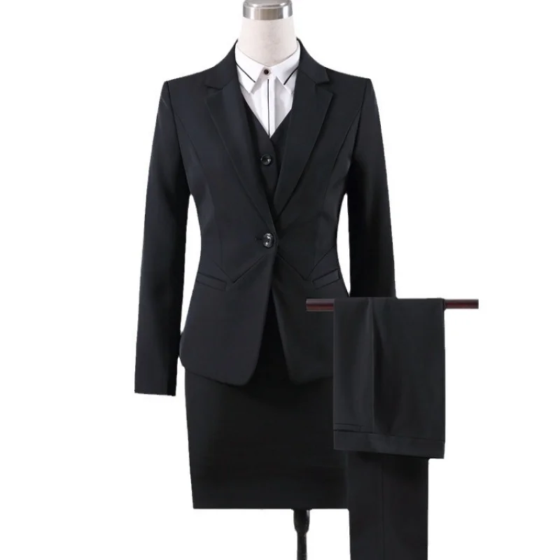 8928Autumn and WinterOLProfessional Vest Set Fashion Slim Business Formal Workwear Plus Size Blazer