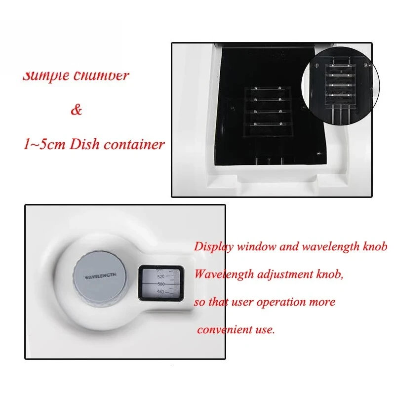 Visible Spectrophotometer for Laboratory Analysis Equipment 325-1100nm 2nm Resolution Digital Spectroscopy Device for