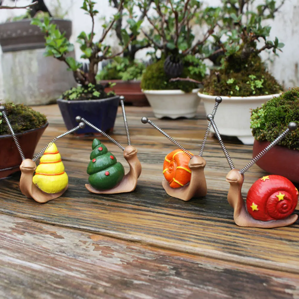 

4 шт. декор в виде улитки, смола, мультяшный садовый декор, украшения для бонсай, милые миниатюрные улитки, аксессуары для микропейзажа