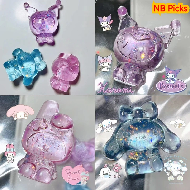 Hello Kitty Squeeze Toys Handmade Jelly Wax Glittery Kuromi Melody Cinnamoroll Slowly Rebound Squeeze Toys Work Pressure Relief