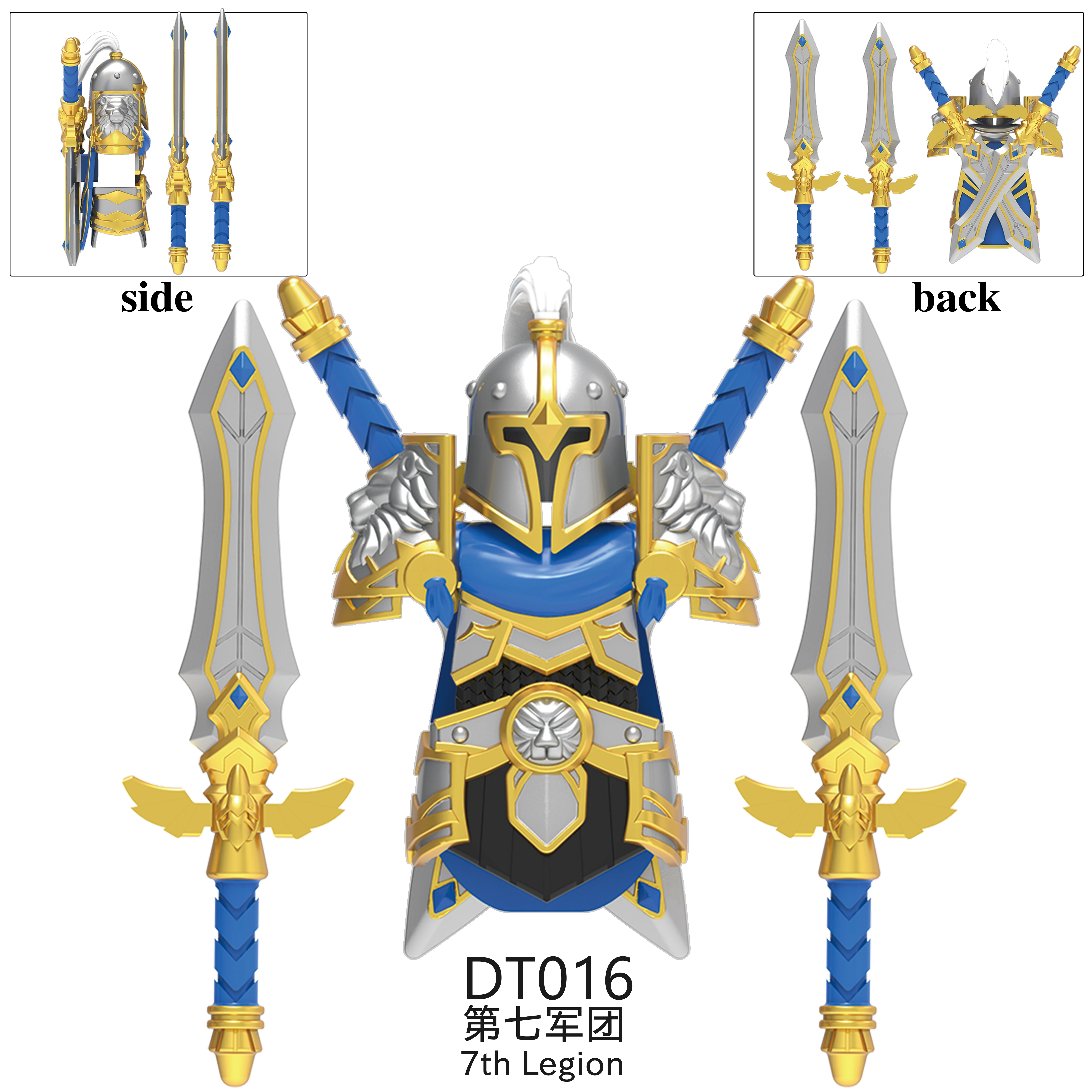 

Medieval Rome Electroplated Gold 7th Legion Armor Set DT017:Swords Detailed Armor Pieces Figures Toys for Kids