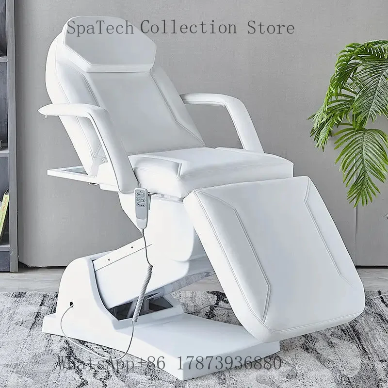 

3 Motors Electric Vertical Therapy Bed Multifunctional Ivory White PU Leather Beauty Tattoo Massage Bed