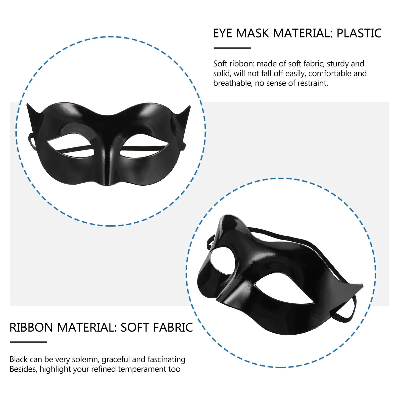 WINOMO Men Women Masquerade Costume Venetian Masquerade Mask Villain Eye Mask (Black)