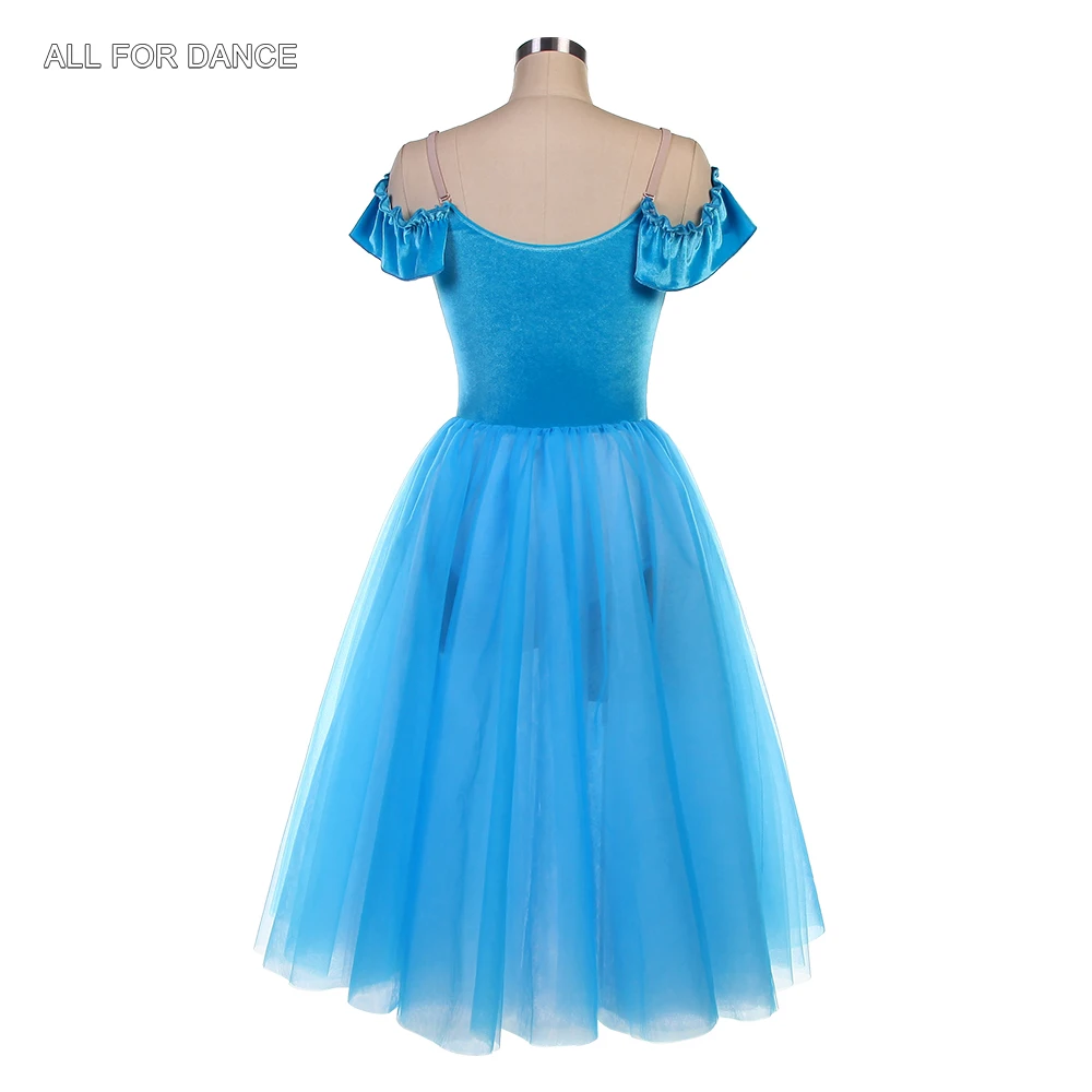 25128 Lake Blue Velvet Bodice Romantic Ballet Costumes Adult Girls Stage Performance Dance Costumes