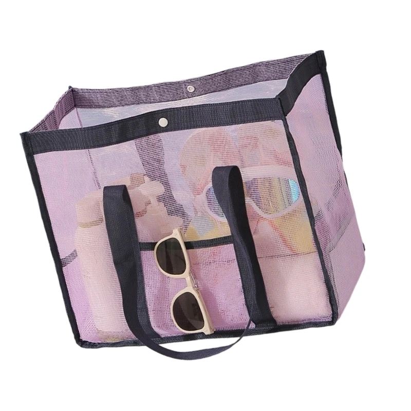 Swim Bag with See-Through Netted Body for Pool and Beach Gear, Ventilation, Carry Rope, Front Pocket and Closure 55KD