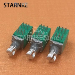 2PCS 097 Type RK097 Audio Volume Power Amplifier Precision Potentiometer C100K 4 Link Horizontal 12 Pin Flower Shaft Length 10MM