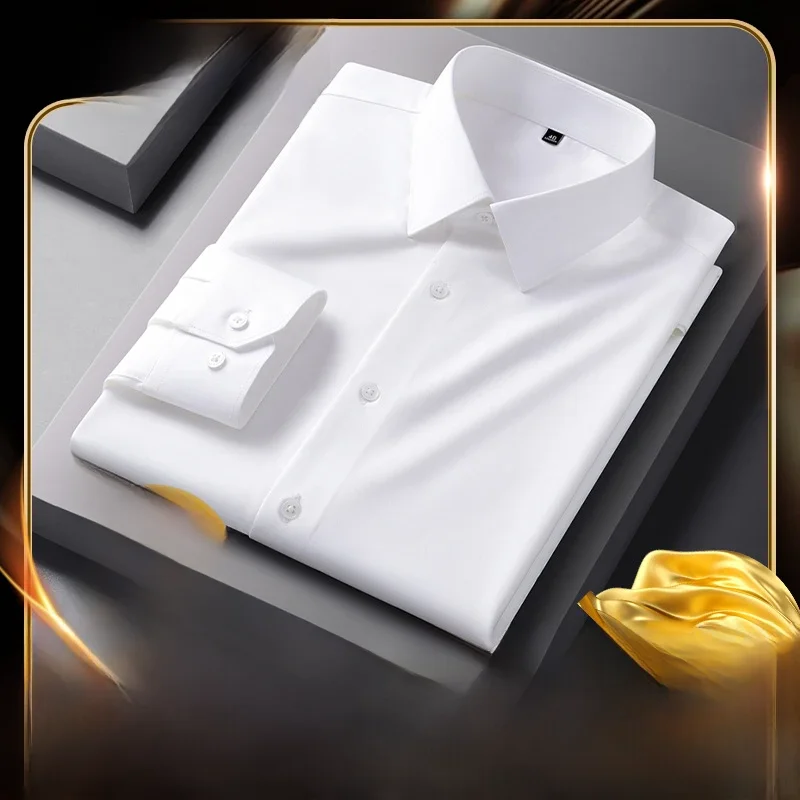 

Pierre Cardin 2025 New Men's Pure Color Business Casual Long Sleeve Silk Shirt No Ironing Required Men's Shirt Standard Fit