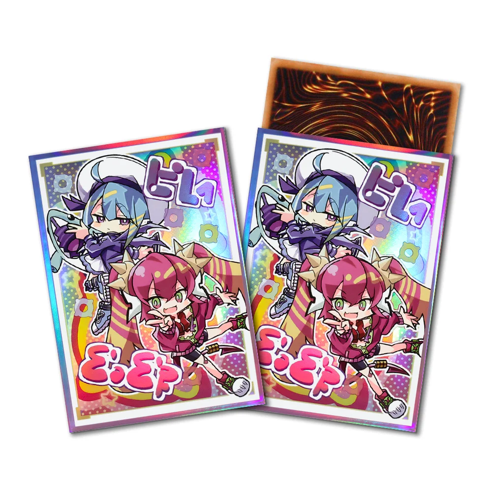 62×89mm 100PCS 홀로그램 만화 아트 애니메이션 카드 슬리브 YGO/TCG 탑 로딩 만화 데크 쉴드(라이브 트윈)