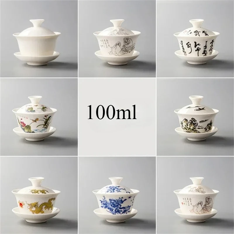 Elegant  ChineseTraditional  Gaiwan, Ceramic Teapot, Bowl with Lid,  Kung Fu Tea Set , Standard Tea Cup