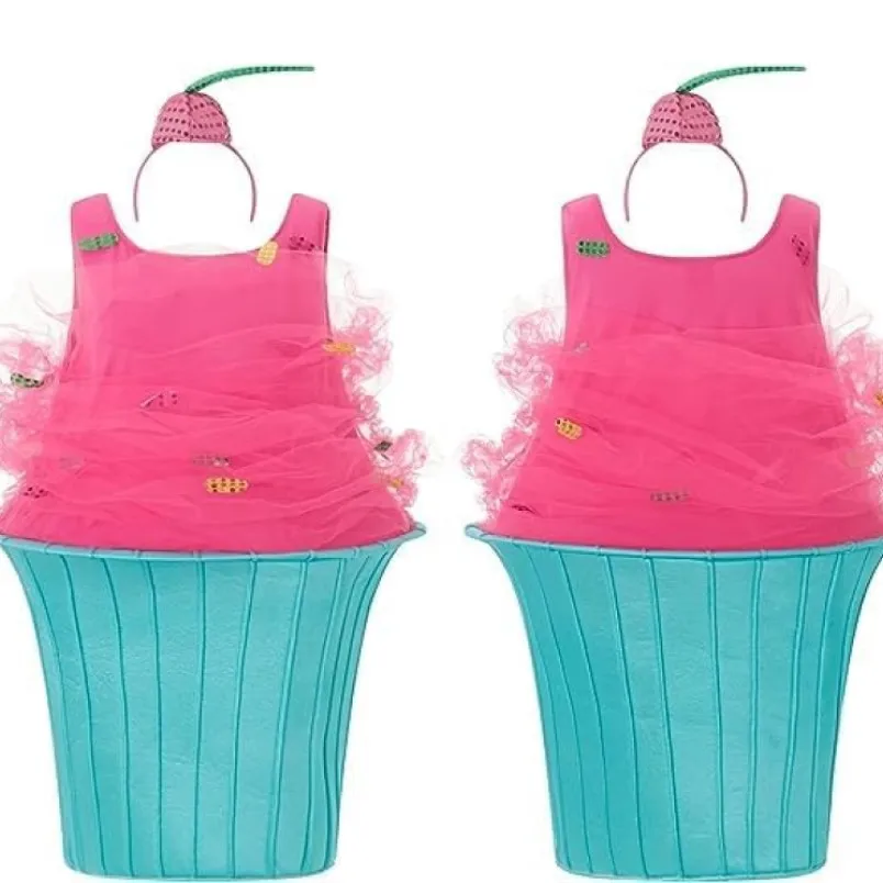 Women Cupcake Costumes Funny Food Halloween Cosplay Suit Dresses with Hat for Role-Playing Party Cosplay Outfits