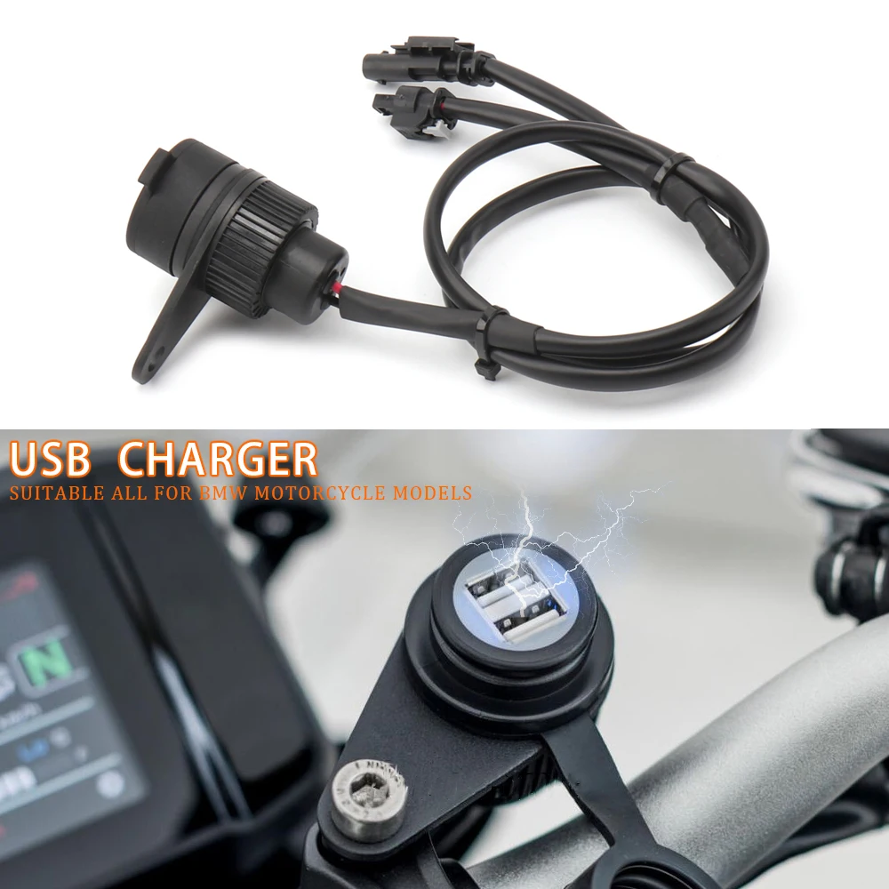 For BMW G310GS F650GS F750GS F700GS F850GS F800GS F900R C400X R18 Motorcycle Charger Adapter Power Supply Socket USB Dual Port