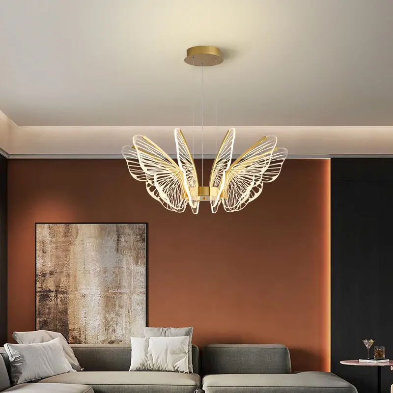 

Creative Acrylic Butterfly Ceiling Pendant Lamp Personality Art Decor Restaurant Parlor Bedroom Study Romantic LED Hanging Light