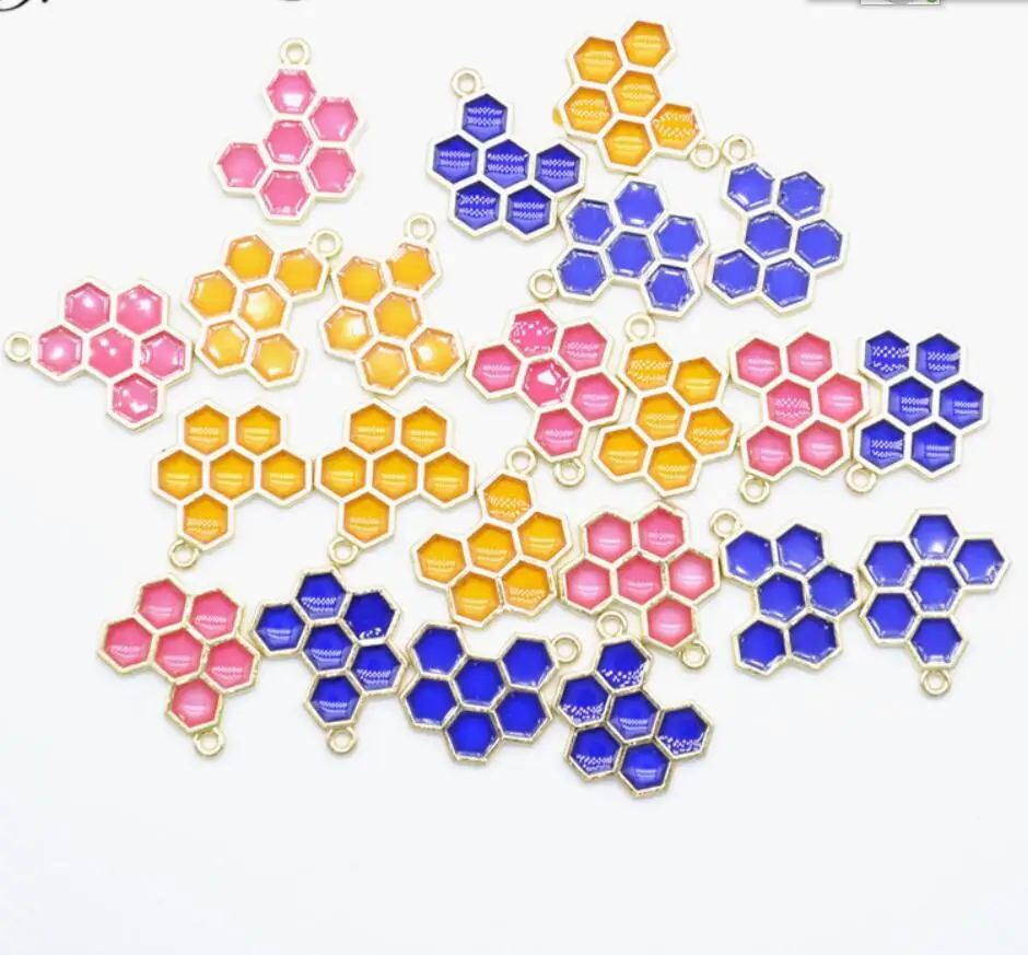 

20pcs 21*17mm enamel charms honeycomb charms for diy jewelry making and crafting fashion earring charms fashion pendant F0743