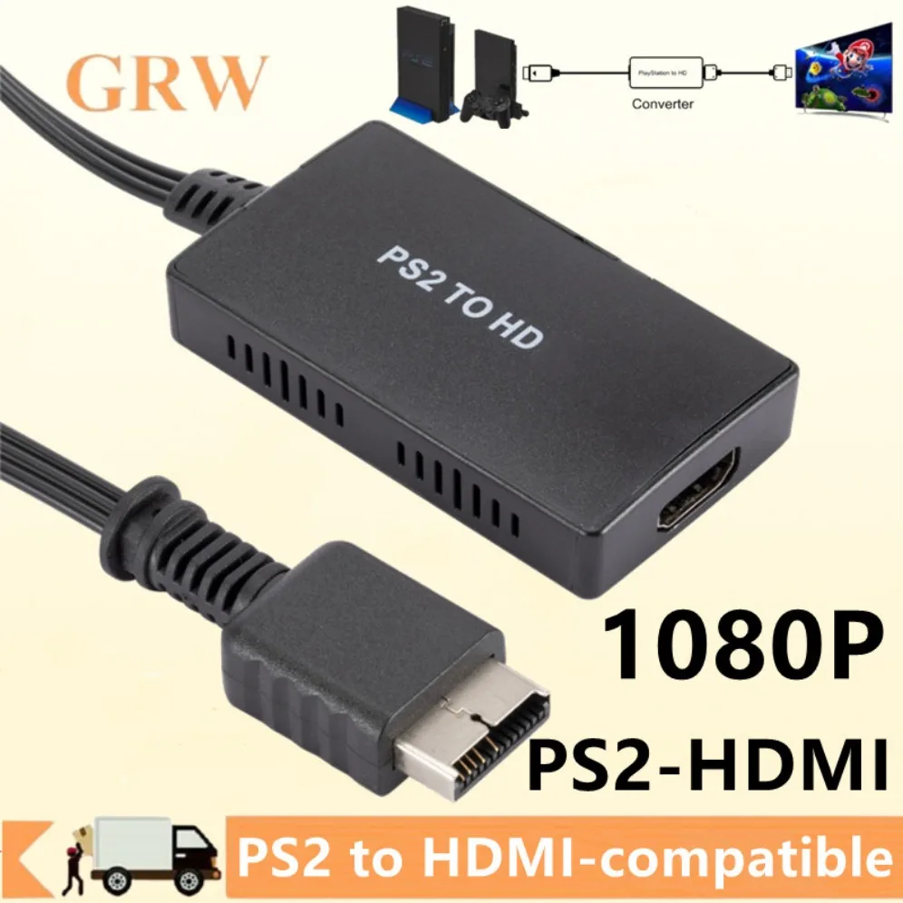 1080P PS2 to HDMI-compatible Converter 480i/480p/576i PS2 to HDMI Audio Video Adapter Cable Supports PC All PS2 Display Modes