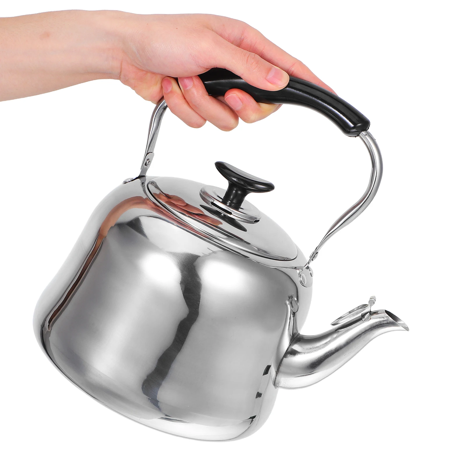 

Stainless Steel Whistling Kettle Large Capacity Stovetop Teapot Silver Handle Suitable Induction Electric Gas Stoves Hot