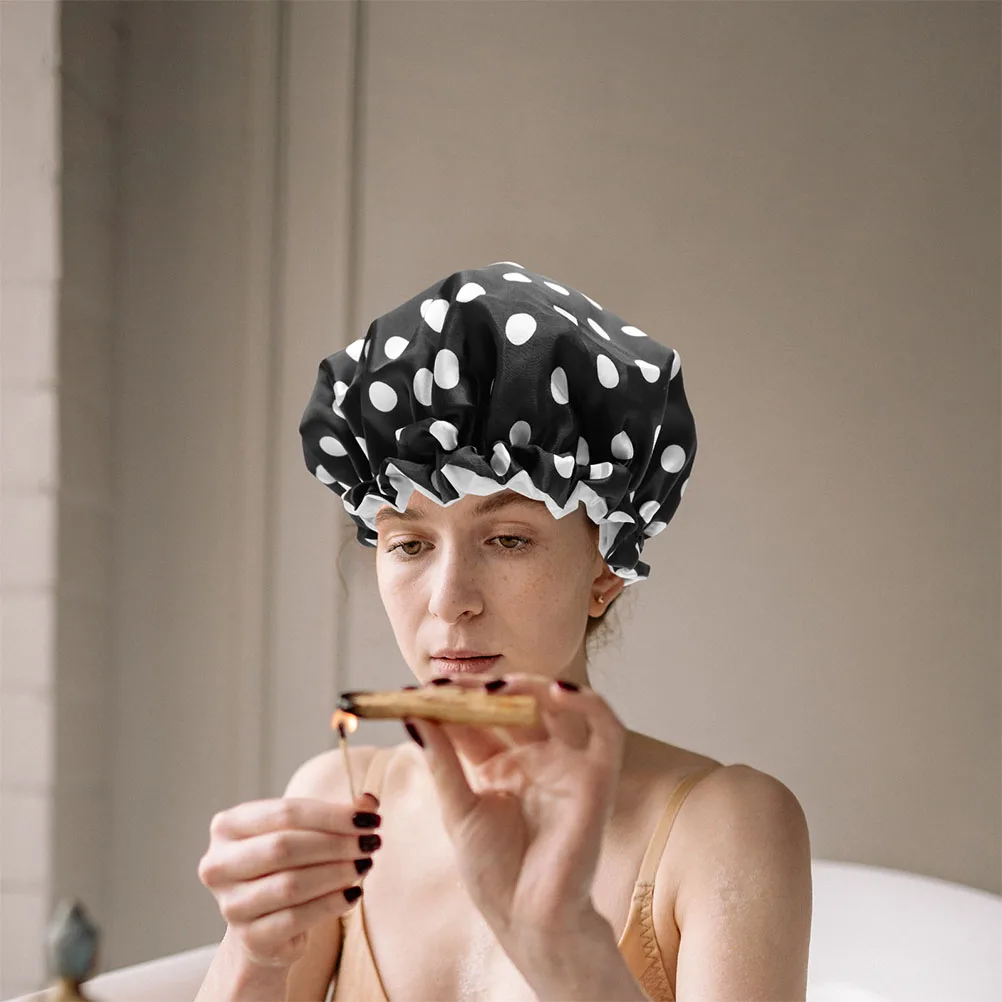 

2 Pcs Reusable Shower Cap for Women Baking Oil Sauna Bath Hats Satin Adult Hair Cover
