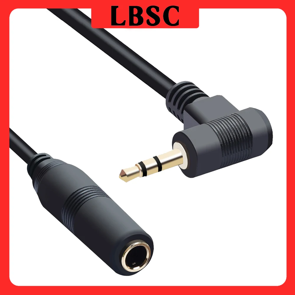 Lbsc-オーディオステレオヘッドフォン,延長ケーブル,90度角度,ドリルコード,3.5オスから6.35メス