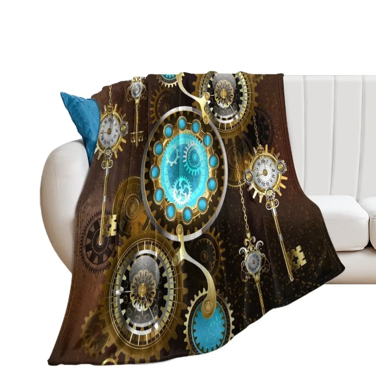 Rusty Background with Turquoise Lenses Throw Blanket Warm For Decorative Sofa cosplay anime Blankets