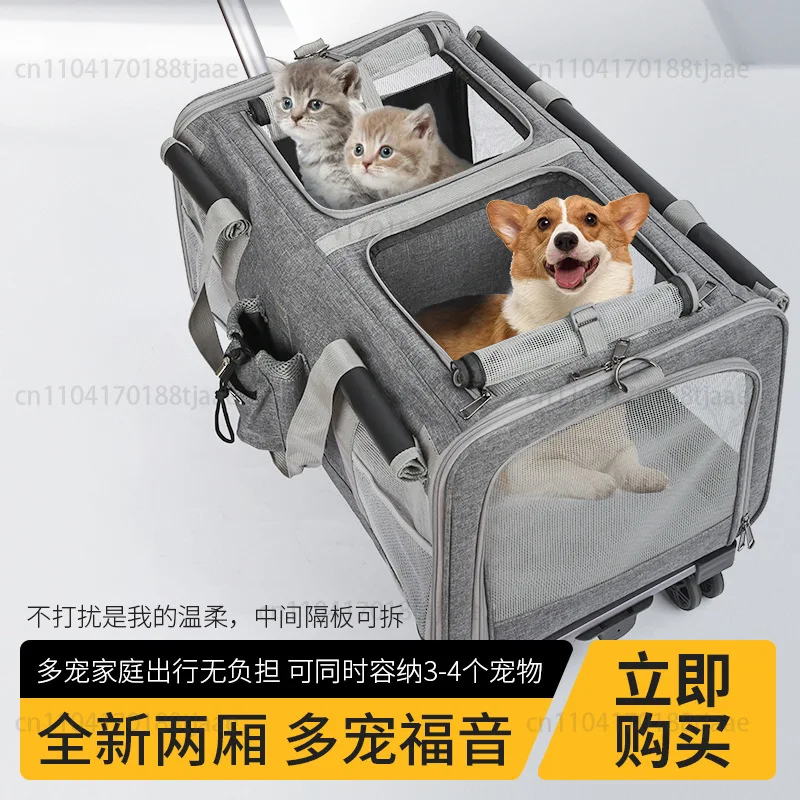 Pet trolley case out portable large capacity breathable hatchback isolation cat dog handbag pet bag cat bag