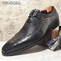 Luxury Men's Oxford Shoes Black Lace Up Wingtip Derby Mens Dress Shoes Business Office Wedding Genuine Leather Shoes Men