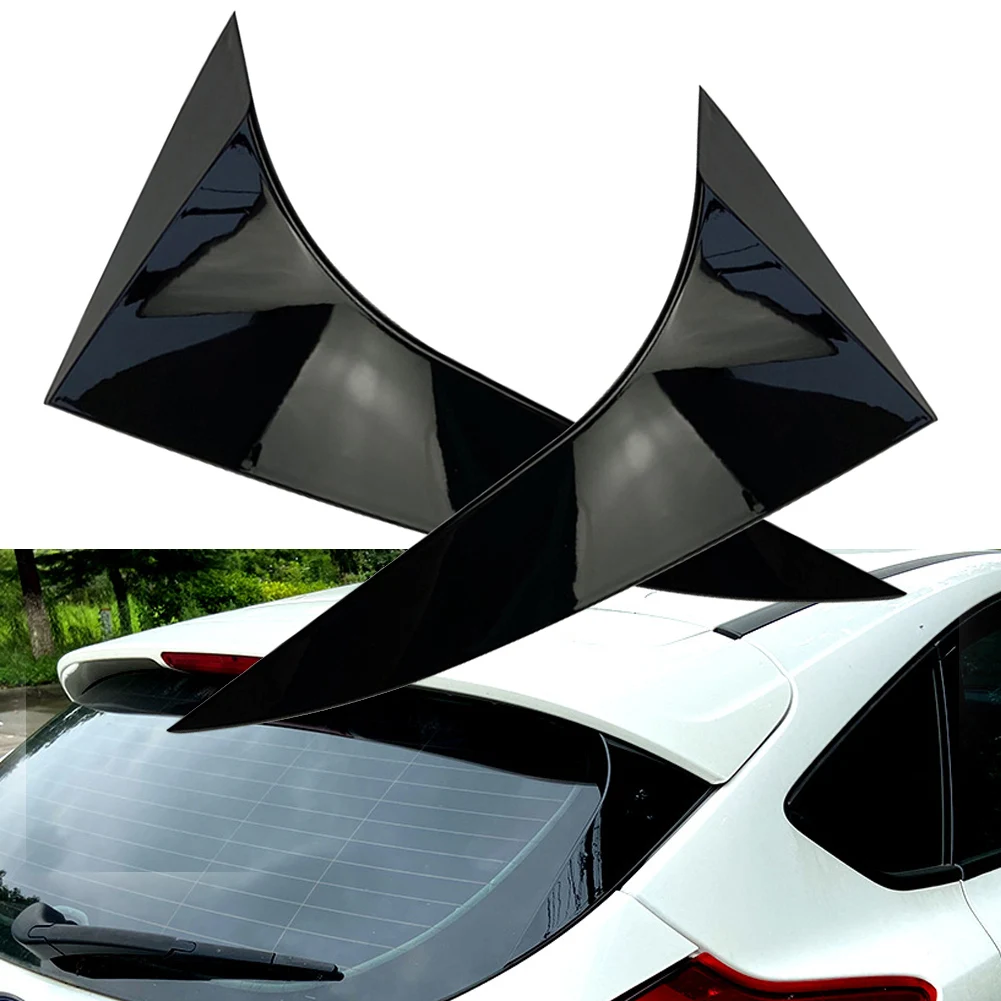 For Ford Focus Hatchback 2014 2015 2016 2017 2018 Glossy Black ABS Rear Window Spoiler Side Wing Cover