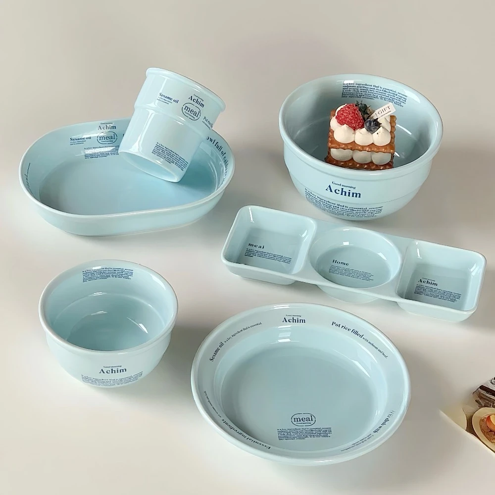 

Ceramic tableware, letter salad bowl, Western plate, high-sensitivity, niche design, plate, cake, dessert plate