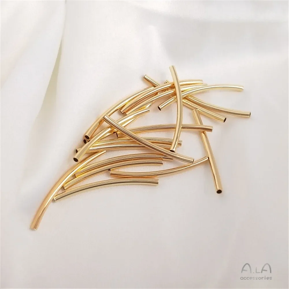 14K vergulde gladde gebogen pijp heldere lange ronde pijp hoofdaccessoires DIY armbandaccessoires materiaal