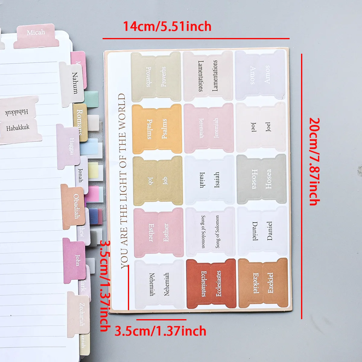6 folhas (90 peças) abas da bíblia, impressão grande e fácil de ler, suprimentos para diário da bíblia, etiqueta autoadesiva, papelaria