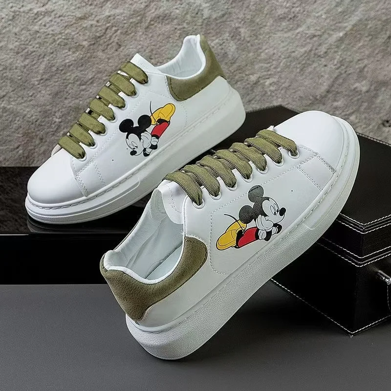 2025 outono novo transporte da gota mickey mouse sapatos de lona pintados à mão homem mulher sapatos de tabuleiro para meninos e meninas versão coreana