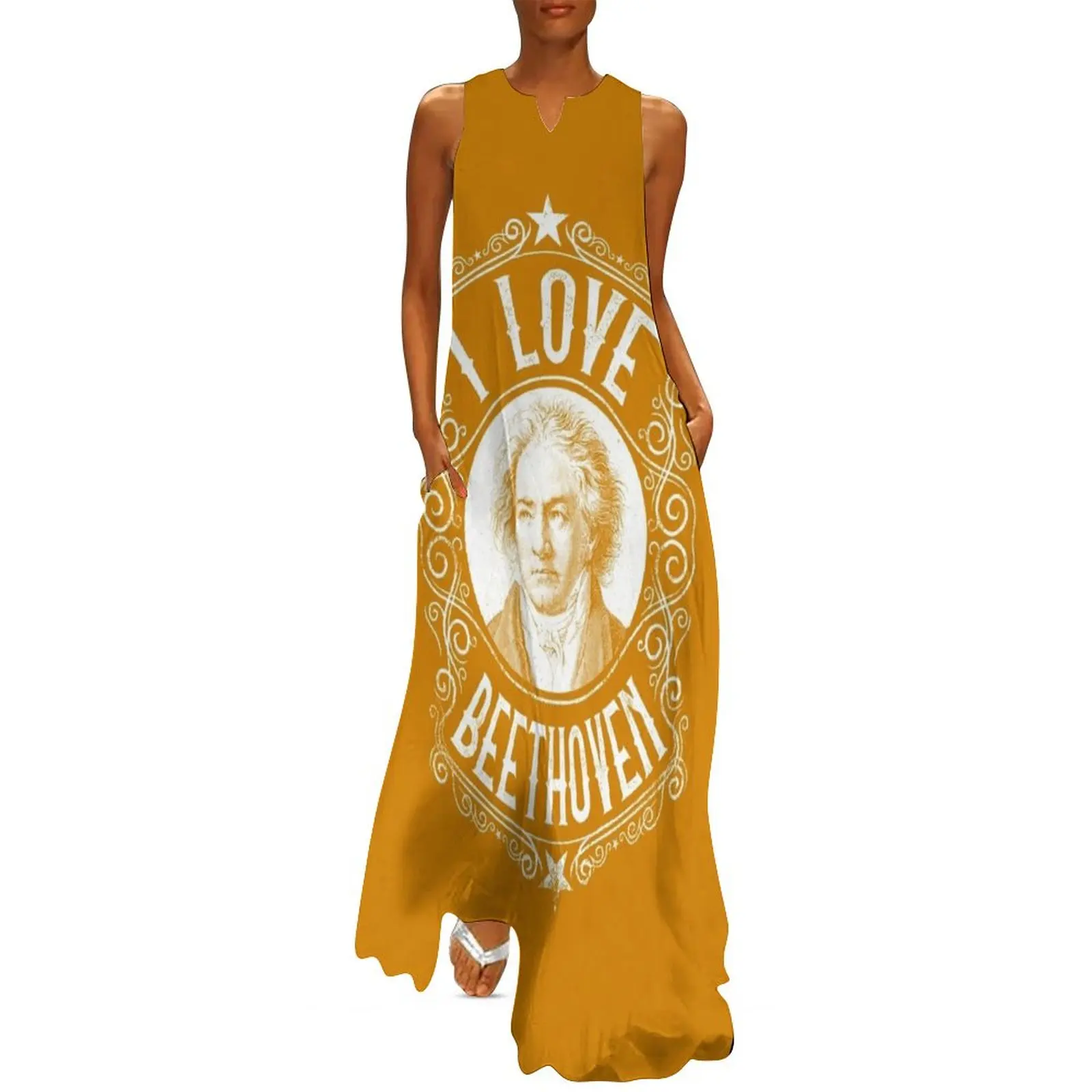 I Love Ludwig Von Beethoven , German Composer Long Dress dress party night dresses with long sleeves Women's summer skirt