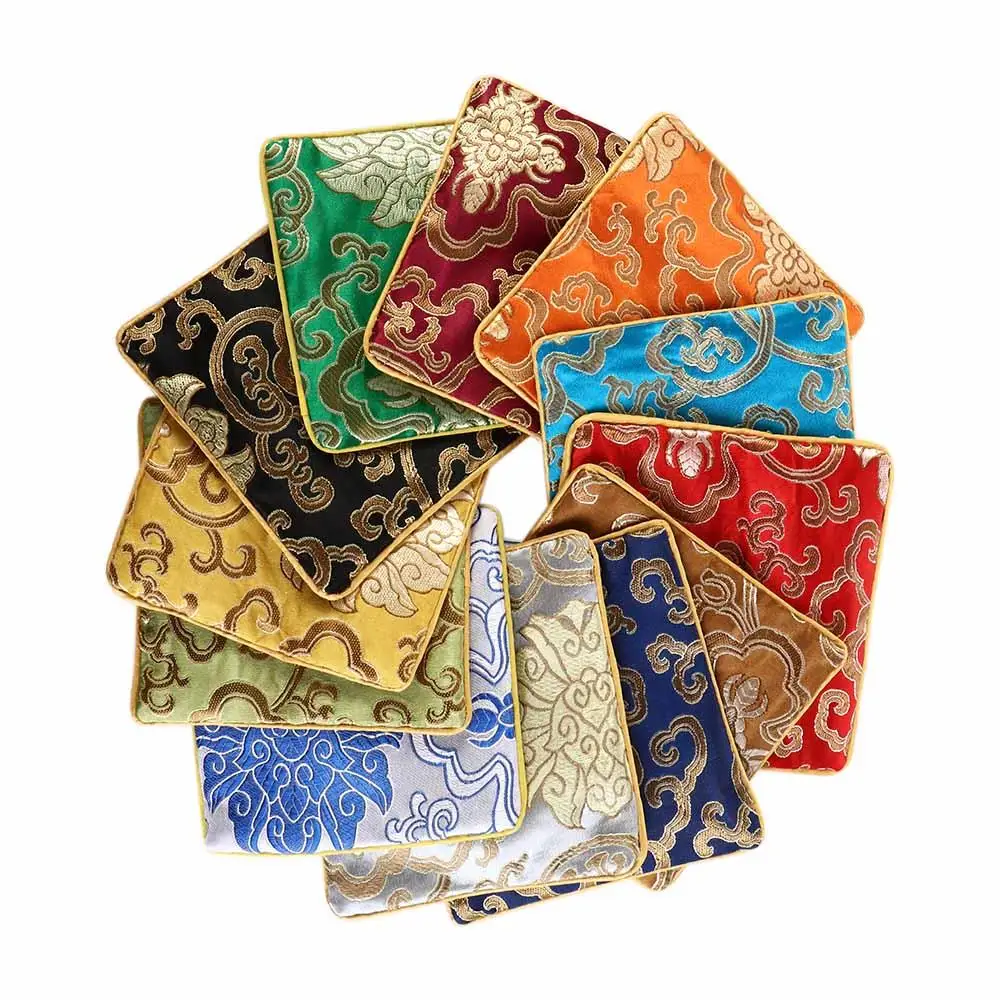 Embroidery Flower Pattern Jewelry Packaging Chinese Style Coin Purse Silk Jewelry Organizer Jewelry Storage Bag Brocade Pouch