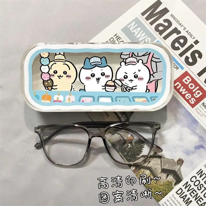 Chiikawa-Boîte de rangement pour lunettes mignonnes, petites lunettes portables, lunettes de myopie simples, style ins