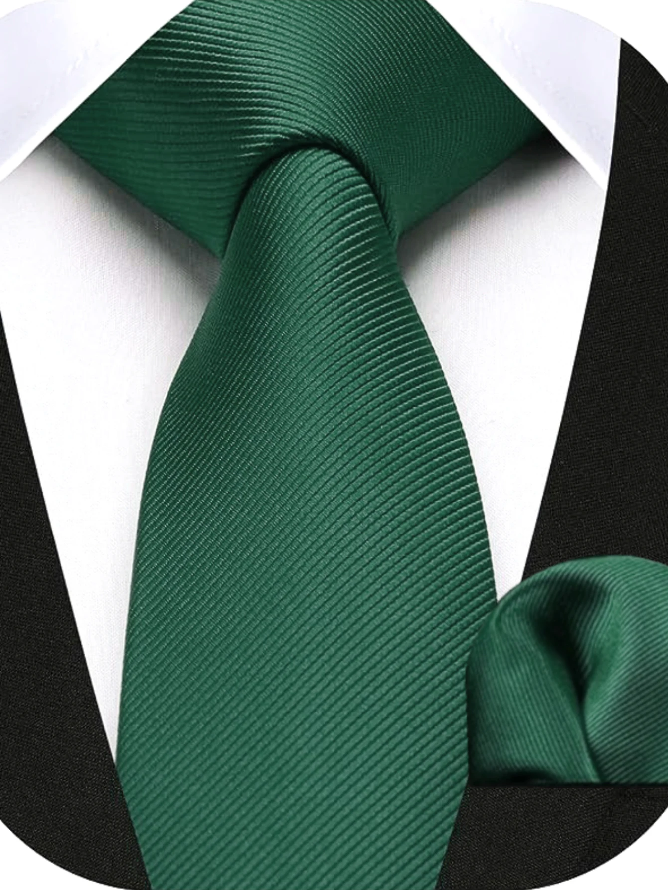 JEMYGINS Herren-Krawatte, schmal, einfarbig, 6 cm, Seidenkrawatte, Einstecktuch-Kombi-Set, geeignet für Herren, Geburtstagsgeschenke, Hochzeiten, Business – Detail 7