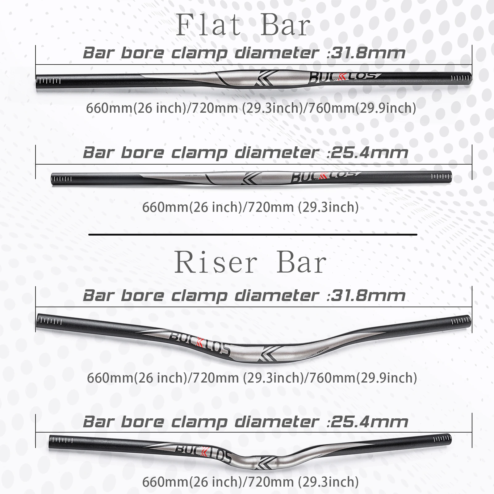 BUCKLOS 31.8/25.4MM Mountain Bike Handlebar 660/720/780MM MTB Handlebar Aluminum Alloy Bicycle Riser Bar Bike Flat Bar