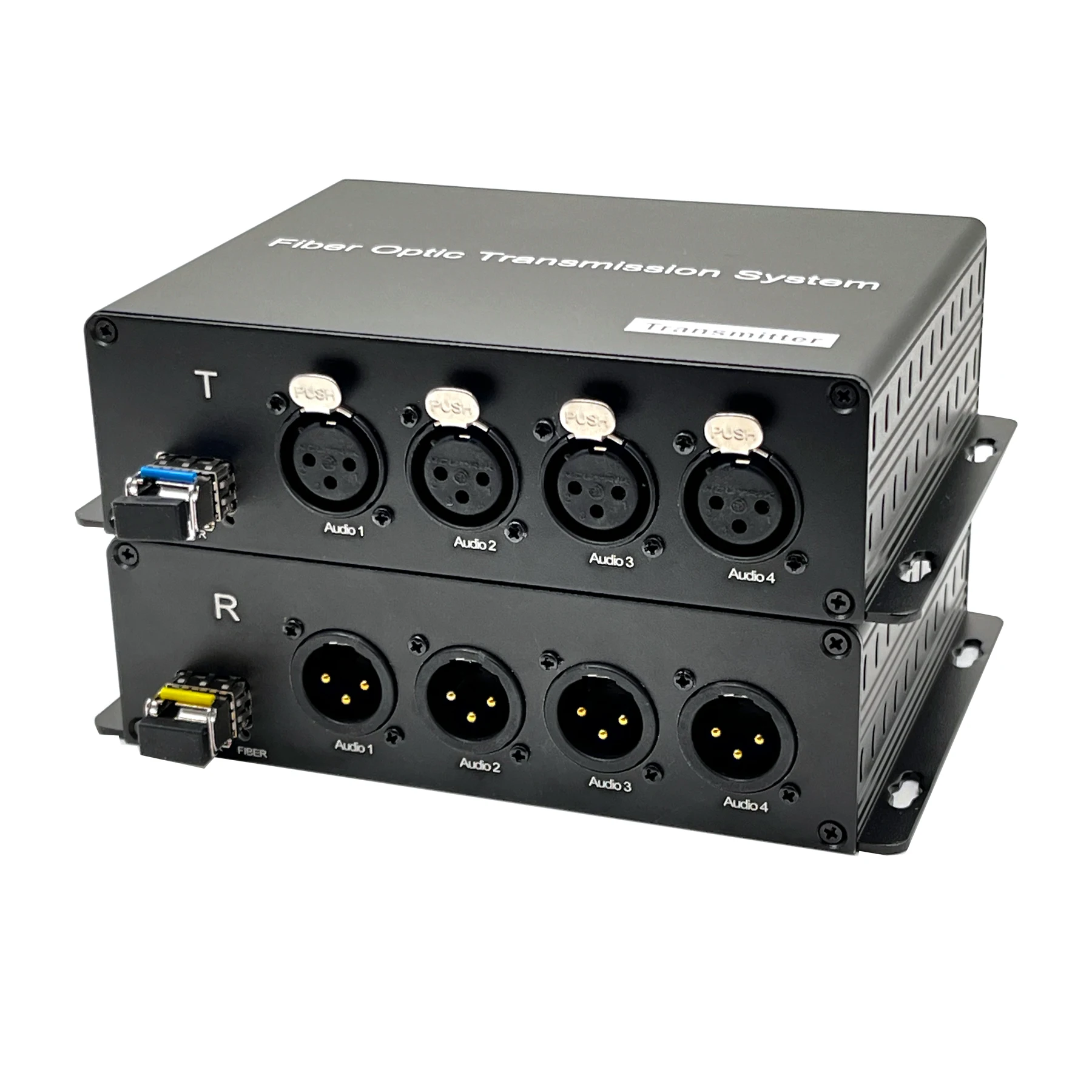 4 Port XLR Audio over Fiber Optic Converters, Balanced 3Pin XLR over Fiber Extenders, Singlemode Single Fiber up to 20Km A set