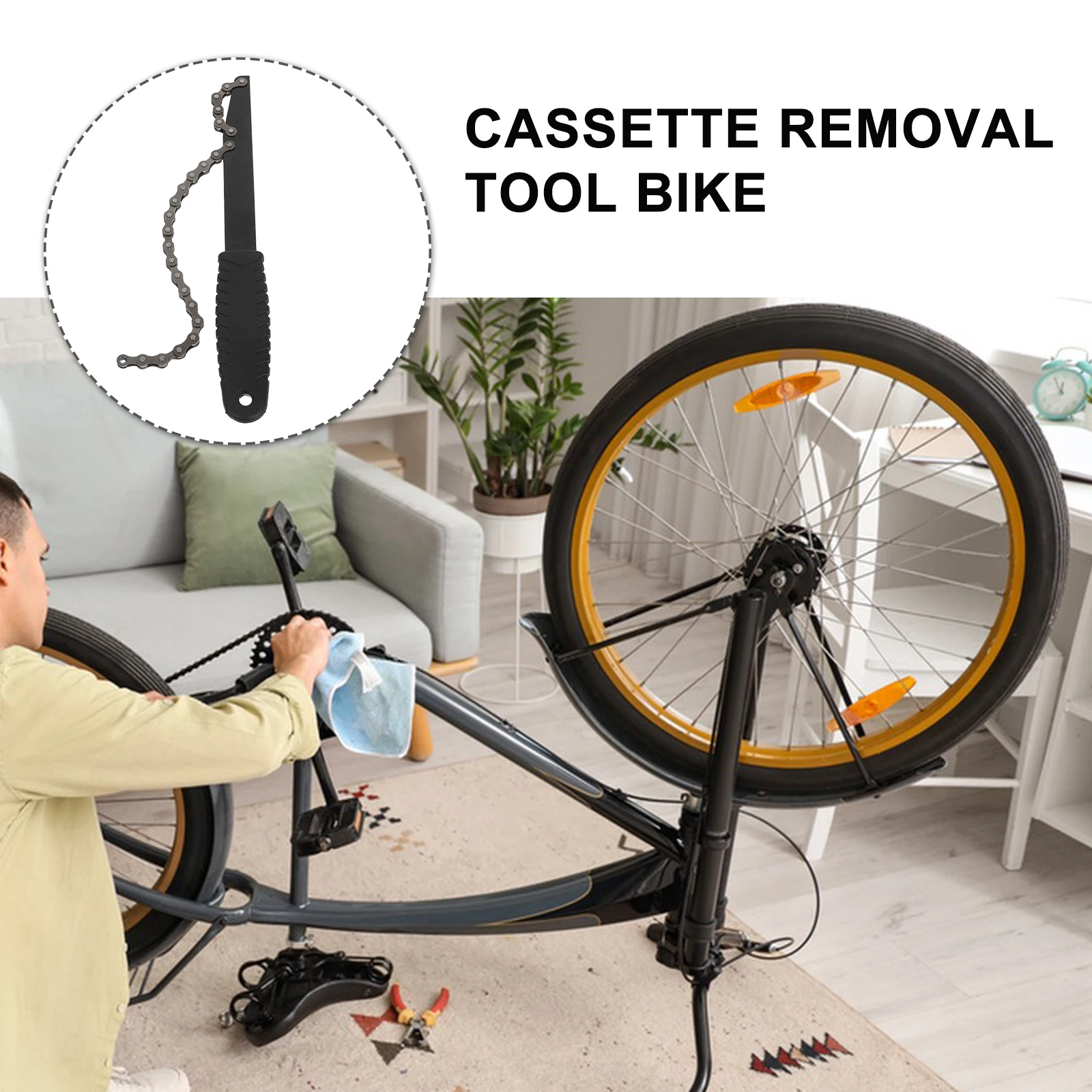 

1Set Bicycle Repair Tool Set with Cassette Lockring Remover Chain Whip Sprocket Wrench for Rear Wheel Freewheel Installation