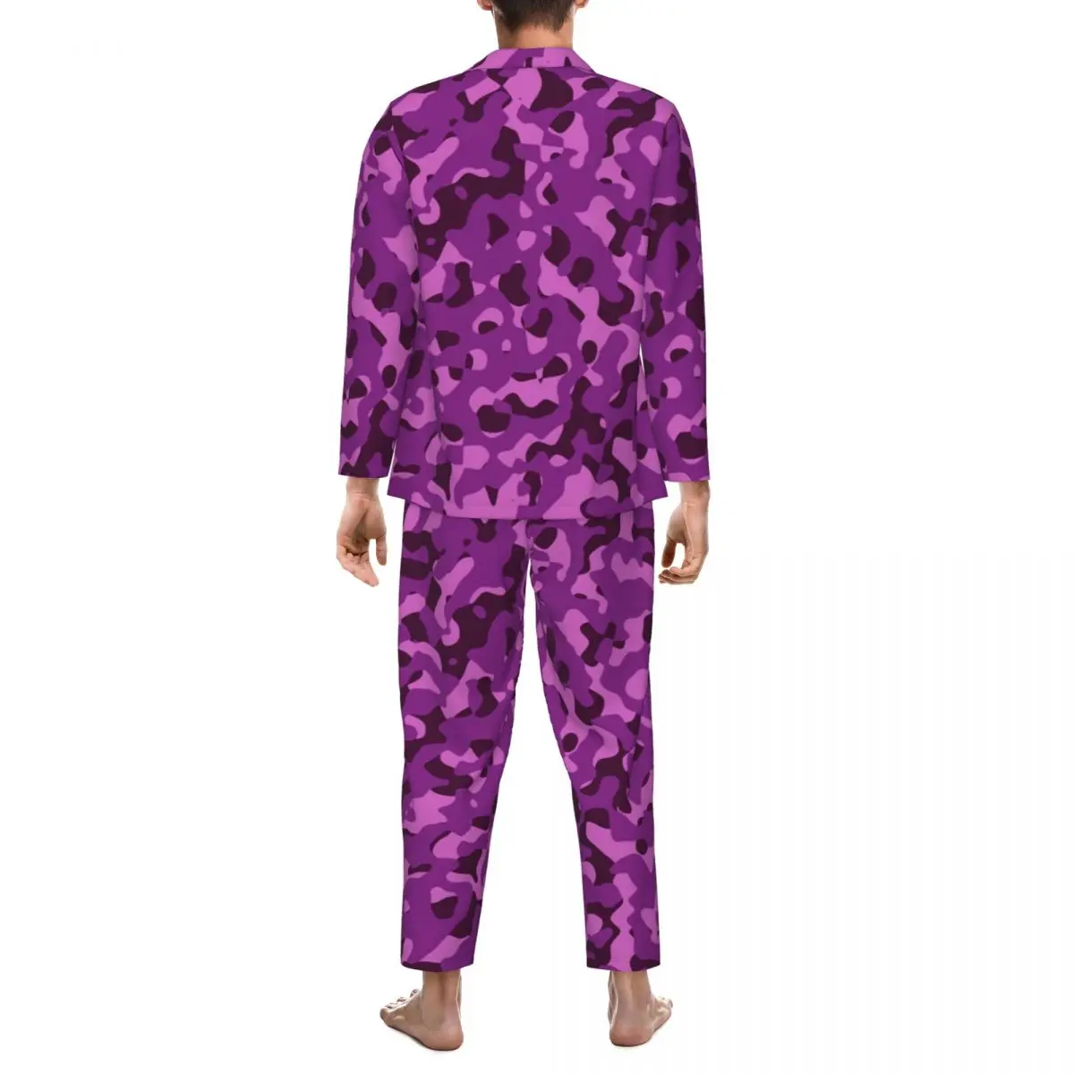 Abstract Camo Print Sleepwear Autumn Camouflage Aesthetic Oversized Pajama Sets Men Long-Sleeve Trendy Home Design Nightwear