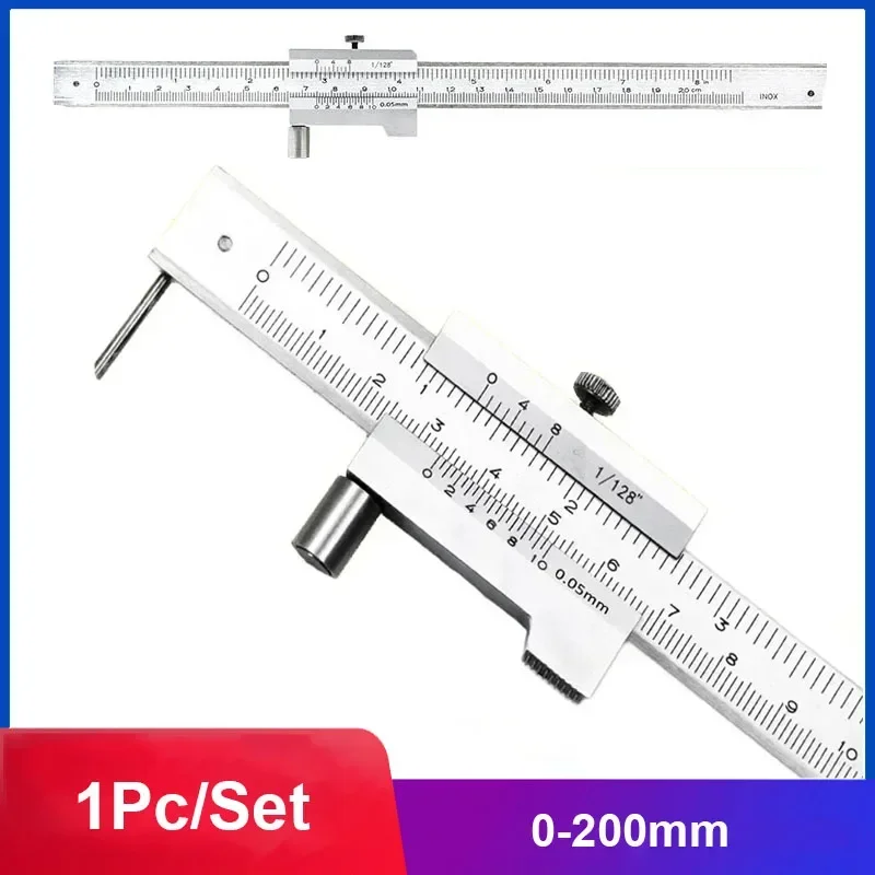 0-200mm Marking Vernier Caliper with Carbide Needle Scriber Parallel Crossed  Marking Gauge Measuring Ruler Measuring Tool