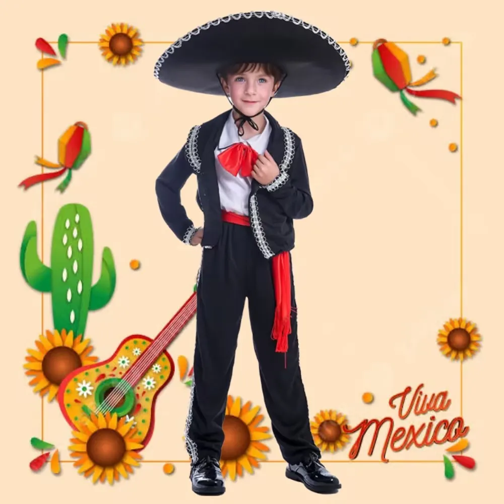 Kostum penari Mariachi tradisional Anak laki-laki, kostum untuk Cinco De Mayo Fiesta