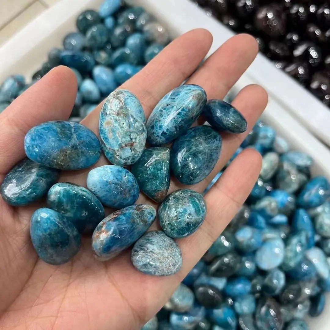 1000g Natural smooth Blue Apatite Polished Stones Crystal Gravel Natural Gemstone Specimen Decoration Natural Quartz Crystals