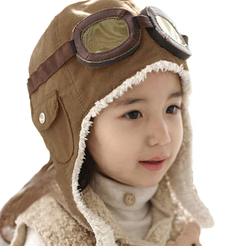 Warm Children Hat Autumn Winter Velvet Fashion Pilot Hat For Boys And Girls Cotton Fashion Caps For 2-7 Years Old