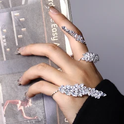 Stonefans Bride Leaf Shape Rings Decoration Accessories Wedding Palm Bracelet for Women Luxury Charms Cuff Free Shipping Jewelry