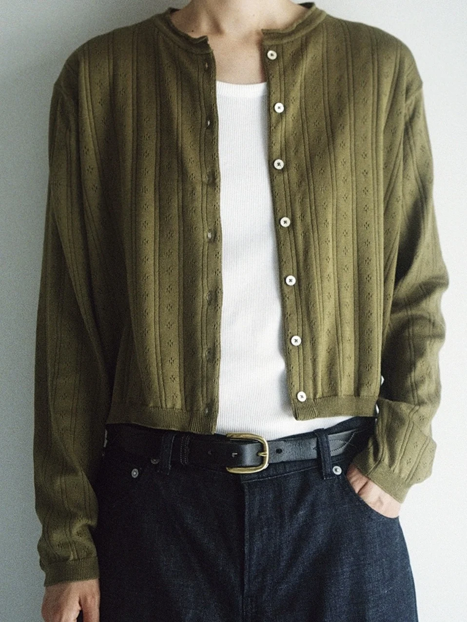 

Ele Lace Hollow Knitted Long Sve round Ne Open Cardigan PREON Early Autumn New Sle Cotton Commute Simple Loose Fit