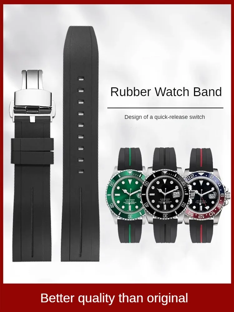 Universal Rubber Watch Strap Of Various Brands 17/18/19/20/21/22/23/24mm Flat Interface Silicone Watch Strap