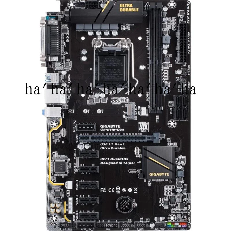 WYORESY FOR Gigabyte GA-H110-D3A H110 LGA1151 DDR4 32G VGA Motherboard Test 100%