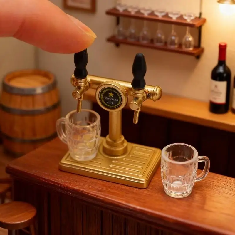 5Pcs Dollhouse Miniature Scene Ornament Decoration Simulation Beer Mug Model Food And Play Mini Beer Cup Toy^..