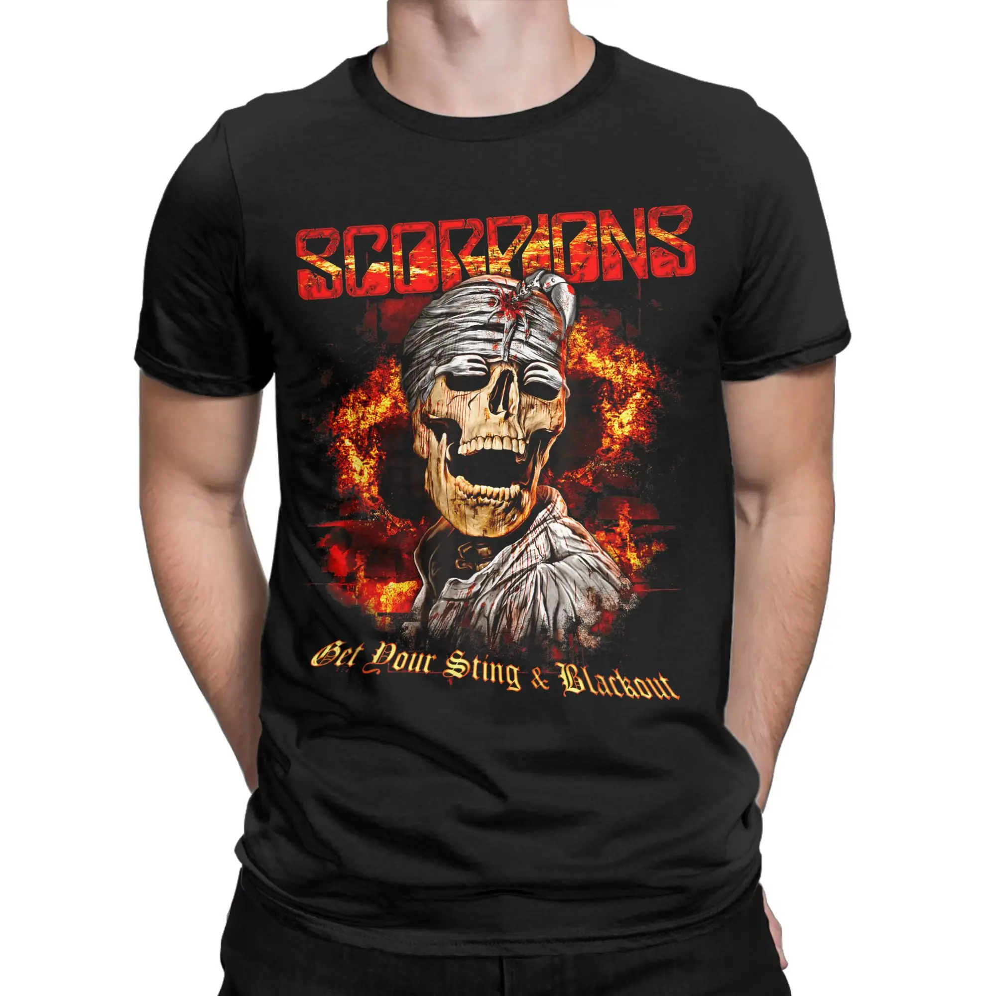 Черная футболка Scorpions 7 Jack Plug, мужская новинка, футболка из 100% хлопка, футболка с круглым вырезом и коротким рукавом, одежда больших размеров