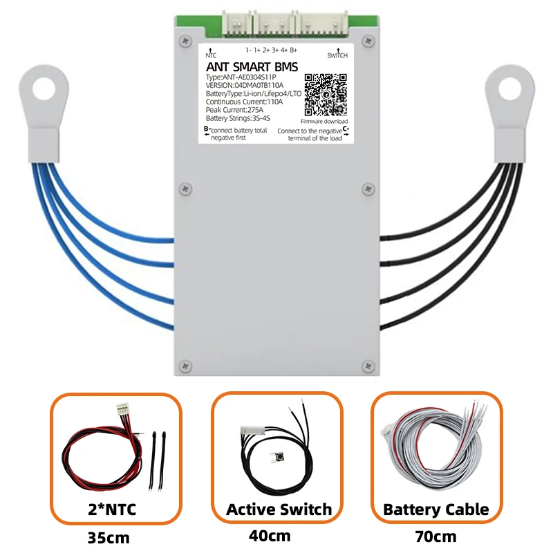 ANT BMS 4S Lifepo4 60A 110A 130A 400A smart bms Obsługa Li-ion Lifepo4 LTO 12V Wbudowana inteligentna deska balansująca Bluetooth szczyt 1000A