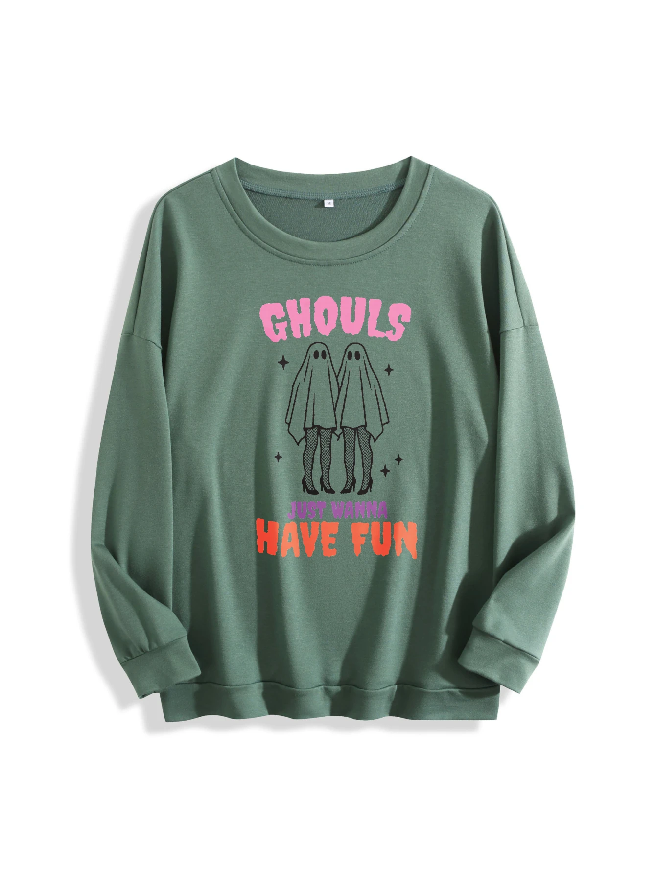 

Забавный стильный женский джемпер с круглым вырезом на Хэллоуин, разноцветный свободный крой из чистого хлопка для осени и зимы, спортивные вибрации на Хэллоуин