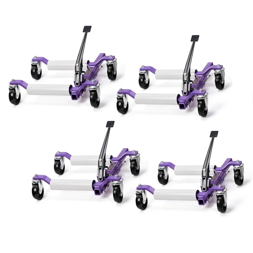 Car Wheel Dolly Set of 4 Mechanical 6000 lbs Car Dollies 12'' Wheel Vehicle Positioning Jack No Assembly Heavy Duty